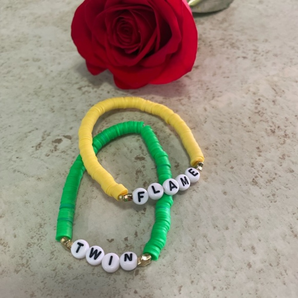 Handmade twin flame stretchy bead bracelets